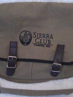 Sierra Club Messenger Bag Large Canvas +/- 15"x11" Very Good Buckle straps